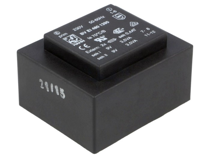 Transformator &icirc;ncapsulat 7VA 230V 2x9V PCB