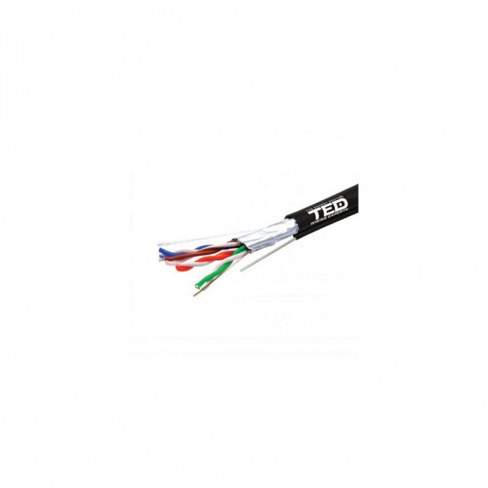 Cablu FTP cat.5e sufa cupru integral 0,5 manta PE negru tambur 500ml TED Wire Expert TED002402 BBB