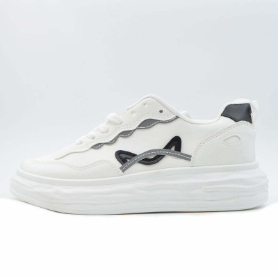 Sneakers Dama MBrands cu talpa flexibila, albi, urechi pisica R667 - 38 foto