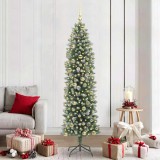 VidaXL Copac Artificial Slăb de Crăciun cu 300 LED Verde și alb 210 cm 3395309
