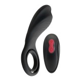 Inel vibrator pentru penis S PLEASURES Remington, cu inel pentru testicule, control prin telecomandă, 9 funcții de vibrație, negru