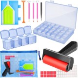 Set accesorii pentru broderie cu diamante cu organizator si 4 stilouri