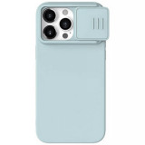 Cumpara ieftin Husa pentru iPhone 15 Pro, Nillkin CamShield Silky MagSafe Silicone, Haze Blue