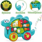 Masinuta interactiva Dinozaur Busy Board cu lumini,sunete si activitati educative