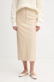 Marc Aurel fustă culoarea bej, midi, drept, 2330-2020-92699
