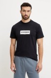 Napapijri tricou din bumbac S-Box barbati, culoarea negru, cu imprimeu, NP0A4I3L0411
