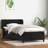 vidaXL Pat box spring cu saltea, negru, 90x210 cm, catifea 3317765