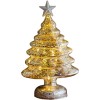 Decoratiune de Craciun, Flippy, Model Brad cu Stea, din Sticla, Lumini, Baterii 3 AA, 22 x 9 cm, Auriu