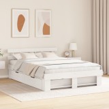 vidaXL Cadru de pat cu sertar cu headboard cu depozitare Alb 150 x 200 cm Lemn de brad solid