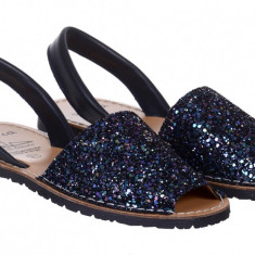 Sandale Dama Piele Avarca Glitter Bleumarin