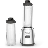Blender Tefal Mix &amp;amp; Move BL15FD30, 300W, 0.6L, 4 lame detasabile, 2 recipiente portabile din tritan cu capac, argintiu