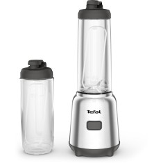 Blender Tefal Mix &amp;amp; Move BL15FD30, 300W, 0.6L, 4 lame detasabile, 2 recipiente portabile din tritan cu capac, argintiu