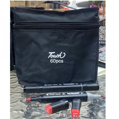 Set 60 Markere cu Alcool Touch Room, Geanta Inclusa, Flippy, Model 1 Multicolor foto