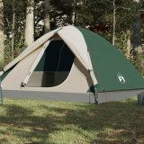 VidaXL Cort de camping pentru 3 persoane, verde, impermeabil