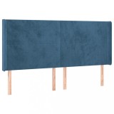 Cumpara ieftin Tablie pat cu urechi albastru inchis 203x16x118/128 cm catifea