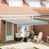vidaXL Cortina Retractabilă Manual Verde și alb 400x300 cm