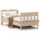 VidaXL Cadru de pat fără saltea, 75x190 cm, lemn masiv de pin