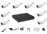 Cumpara ieftin Kit 8 camere supraveghere 2MP Full HD + DVR 8 canale Pentabrid + Surse + Cablu + Mufe + Doze + Cablu HDMI