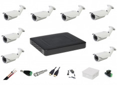 Kit 8 camere supraveghere 2MP Full HD + DVR 8 canale Pentabrid + Surse + Cablu + Mufe + Doze + Cablu HDMI foto