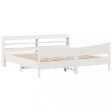 Cumpara ieftin Cadru de pat cu tablie, alb, 180x200 cm, lemn masiv de pin