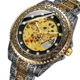 Ceas barbatesc de mana Forsining Mecanic Automatic Skeleton Analog Argintiu Auriu
