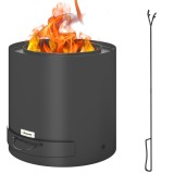 Outsunny Brasero exterior &Oslash; 45 cm cu sertar pentru cenușă și căldăraș, &icirc;ncălzire cu cărbune pentru grădină, curte de camping, oțel negru | Aosom Roman