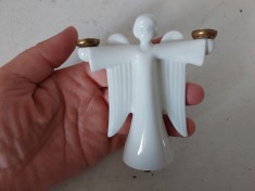 Figurina portelan bibelou suport lumanari mici, inger, Rosenthal Classic Rose Collections Angels, 9cm inaltime