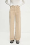 Levi&#039;s jeans RIBCAGE WIDE LEG femei, culoarea bej A6081