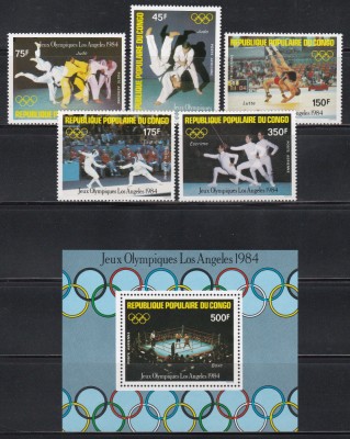 Congo 1984 - Jocurile Olimpice - Los Angeles, Serie + Colita, MNH foto