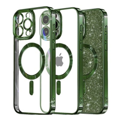 Husa pentru iPhone 16 Pro - Techsuit Luxury Glitter MagSafe - Deep Green foto