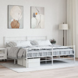 VidaXL Cadru de pat metalic cu tăblie, alb, 200x200 cm
