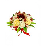 Buchet mic personalizabil cu trandafiri si floarea miresei (Grena, Multicolor)