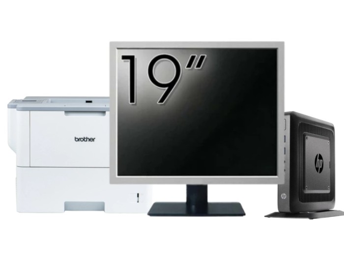 Pachet Calculator Second Hand HP T520 Mini PC, AMD GX-215JJ 1.50GHz, 4GB DDR3, 32GB Flash + Monitor 19&amp;quot; &amp; Imprimanta Brother HL-L6300DW NewTechno