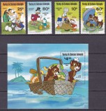 Turks Caicos 1981 Disney Paste MI 532-535 + bl. 30 MNH