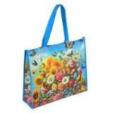 Sac Reutilizabil din PP Albastru cu Model Floral și Fluturi, CMCLASS