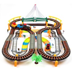Set Joc Pista de Curse 2-in-1 cu Masina si Trenulet