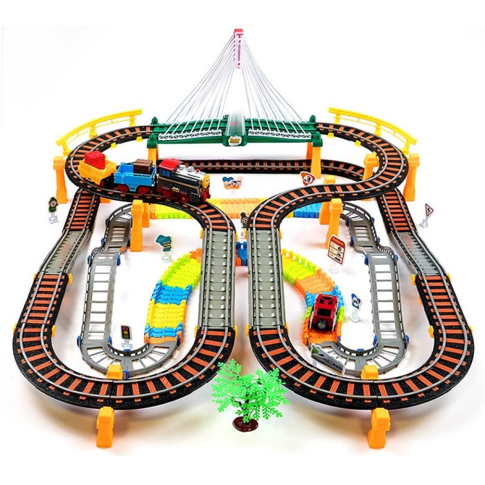 Set Joc Pista de Curse 2-in-1 cu Masina si Trenulet