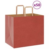 Cumpara ieftin Pungi de h&acirc;rtie 50 buc cu m&acirc;nere roșii 32x22x28 cm