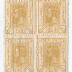 *Romania, LP 68/1911, Carol I "Spic de grau" (1 1/2 b. galben), bloc de 4, MNH