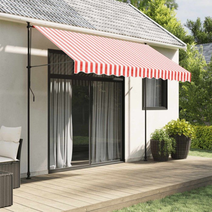 vidaXL P&acirc;nză de rezervă copertină, roșie și albă, 3x2,5 m