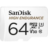 Card Memorie microSDXC SanDisk High Endurance, 64Gb, Clasa 10 / UHS-1 U3, Cu Adaptor SDSQQNR-064G-GN6IA