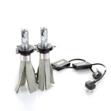 Set 2 LED-uri Auto Techstar&reg; 8C, H4, 30w, 3000 Lumeni, 6500K, AUTO, 12-24 Volti, COB, Radiator Aluminiu si Cupru