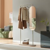 Cuier de podea Vamn cu oglinda rotativa, sand, 167x80x35 cm