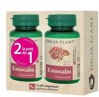 PACHET EMOCALM CU VALERIANA 60cpr (1+1cadou) DACIA PLANT foto