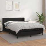 Cumpara ieftin Pat box spring cu saltea, negru, 140x190 cm, piele ecologică