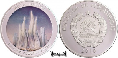 2010, Medalie Proof: Mega Towers - Dancing Towers, Arabia - Mozambic foto