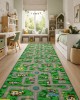Traversa Copii Roads Verde 100x300cm Tesatura Plata Polipropilena Antialergica Model Autostrada pentru Camera Copilului Covor Educativ