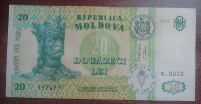 M1 - Bancnota foarte veche - Moldova - 20 leI - 1997 foto