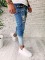 Blugi barbati albastri rupturi conici slimfit - COLECTIE NOUA - A5204 D7-4