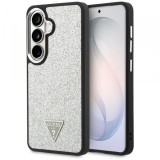 Husa MagSafe pentru Samsung Galaxy S26 S942, Guess, Fixed Glitter Triangle Logo, Argintie